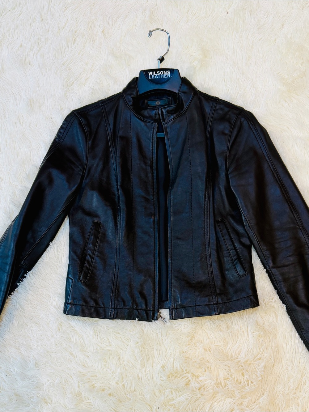 Wilson Black Leather Zip-Front Jacket